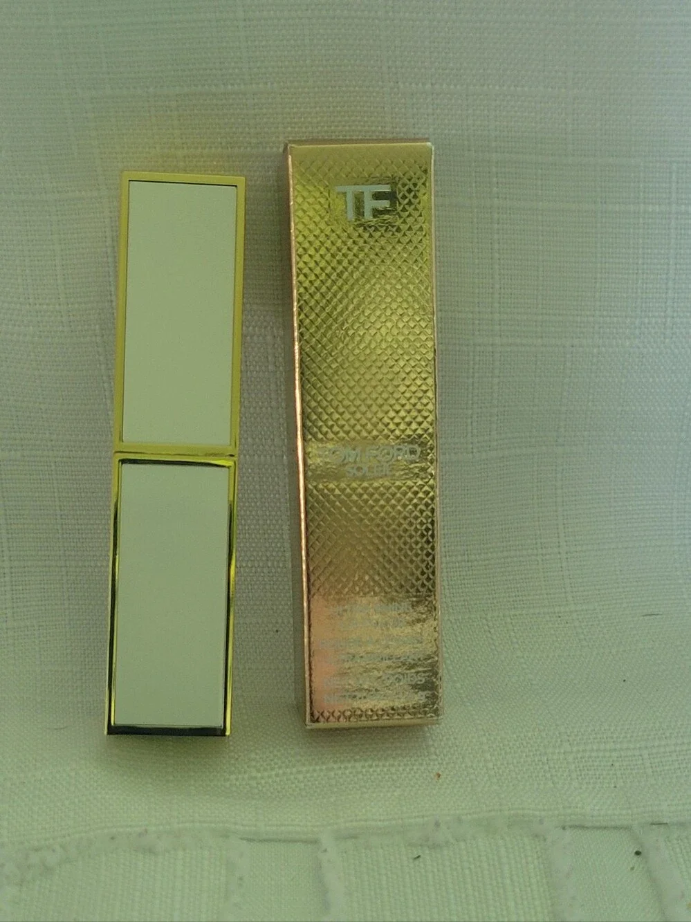 Tom Ford White and Gold Lipstick Case with Gold Box